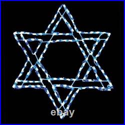 Happy Hanukkah Star of David LED Blue Wireframe Outdoor Decoration