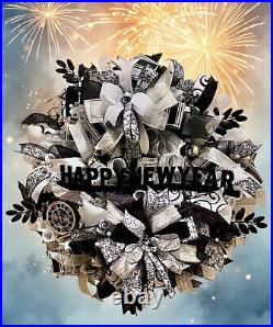 Happy New Year wreath, New Year wreath, New Year door decor, New Year door wreath Happy New Year wreath, New Year wreath, New Year door decor, New Year door wreath