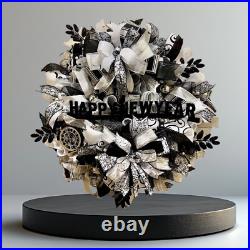 Happy New Year wreath, New Year wreath, New Year door decor, New Year door wreath Happy New Year wreath, New Year wreath, New Year door decor, New Year door wreath