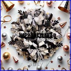 Happy New Year wreath, New Year wreath, New Year door decor, New Year door wreath Happy New Year wreath, New Year wreath, New Year door decor, New Year door wreath