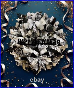 Happy New Year wreath, New Year wreath, New Year door decor, New Year door wreath Happy New Year wreath, New Year wreath, New Year door decor, New Year door wreath