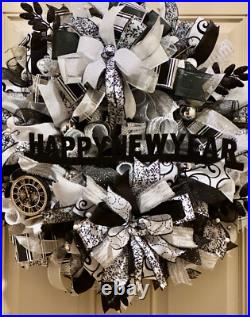 Happy New Year wreath, New Year wreath, New Year door decor, New Year door wreath Happy New Year wreath, New Year wreath, New Year door decor, New Year door wreath