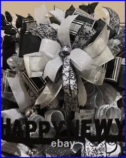 Happy New Year wreath, New Year wreath, New Year door decor, New Year door wreath Happy New Year wreath, New Year wreath, New Year door decor, New Year door wreath