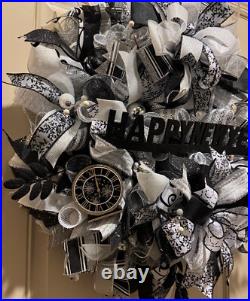 Happy New Year wreath, New Year wreath, New Year door decor, New Year door wreath Happy New Year wreath, New Year wreath, New Year door decor, New Year door wreath