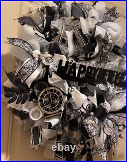 Happy New Year wreath, New Year wreath, New Year door decor, New Year door wreath Happy New Year wreath, New Year wreath, New Year door decor, New Year door wreath