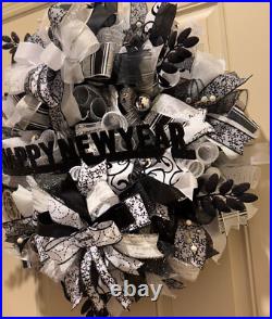 Happy New Year wreath, New Year wreath, New Year door decor, New Year door wreath Happy New Year wreath, New Year wreath, New Year door decor, New Year door wreath