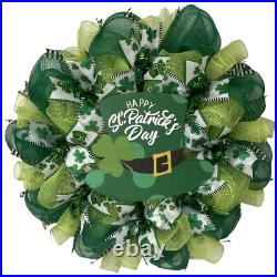 Happy St Patrick's Day Wreath with Leprechaun Hat