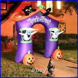 Haunted Hill Farm 9-Ft. Pre-Lit Trick or Treat Walkway Arch Inflatable Yard D