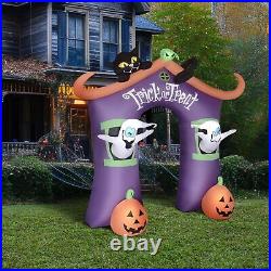 Haunted Hill Farm 9-Ft. Pre-Lit Trick or Treat Walkway Arch Inflatable Yard D