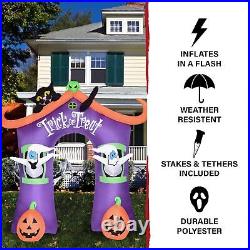 Haunted Hill Farm 9-Ft. Pre-Lit Trick or Treat Walkway Arch Inflatable Yard D