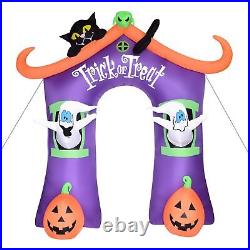 Haunted Hill Farm 9-Ft. Pre-Lit Trick or Treat Walkway Arch Inflatable Yard D