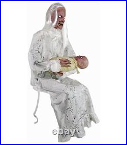 Haunted Hill Farm Life-Size 2.9-Ft Animatronic Gravely Granny Tekky Halloween