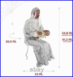 Haunted Hill Farm Life-Size 2.9-Ft Animatronic Gravely Granny Tekky Halloween