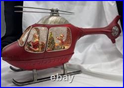 Helicopter Christmas Santa Snow Globe Battery Operated Cracker Barrel With Box
