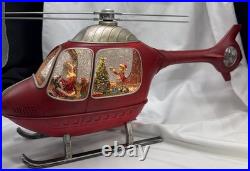 Helicopter Christmas Santa Snow Globe Battery Operated Cracker Barrel With Box