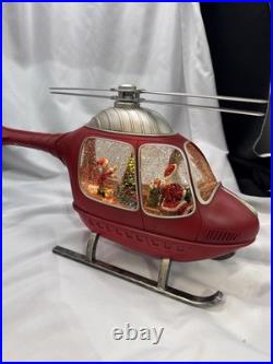 Helicopter Christmas Santa Snow Globe Battery Operated Cracker Barrel With Box