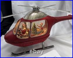 Helicopter Christmas Santa Snow Globe Battery Operated Cracker Barrel With Box