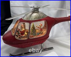 Helicopter Christmas Santa Snow Globe Battery Operated Cracker Barrel With Box Helicopter Christmas Santa Snow Globe Battery Operated Cracker Barrel With Box