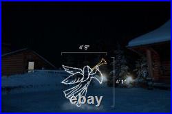 Heralding Angel Facing Right metal wire frame LED outdoor light display