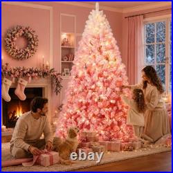 Hinged Stand Premium Pre-Lit Artificial Christmas Tree Snow Flocked LED Lights