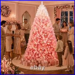 Hinged Stand Premium Pre-Lit Artificial Christmas Tree Snow Flocked LED Lights