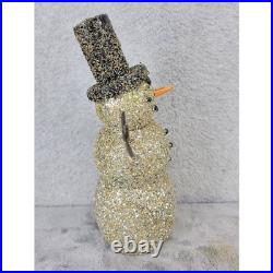 Hobby Lobby Glitter Snowman Figurine Black Top Hat Orange Nose Christmas 2012