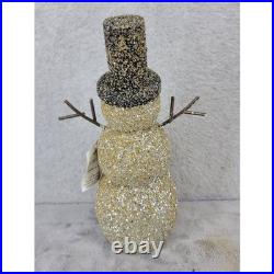 Hobby Lobby Glitter Snowman Figurine Black Top Hat Orange Nose Christmas 2012