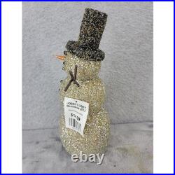 Hobby Lobby Glitter Snowman Figurine Black Top Hat Orange Nose Christmas 2012