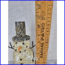 Hobby Lobby Glitter Snowman Figurine Black Top Hat Orange Nose Christmas 2012