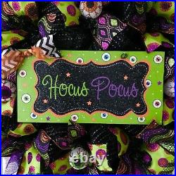 Hocus Pocus Crazy Eyeball Halloween Wreath Handmade Deco Mesh