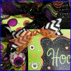 Hocus Pocus Crazy Eyeball Halloween Wreath Handmade Deco Mesh