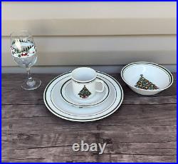 Holiday Dining Set 53 Pieces with Plates, Bowls, Coffee Cups and Wine Glasses