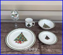 Holiday Dining Set 53 Pieces with Plates, Bowls, Coffee Cups and Wine Glasses