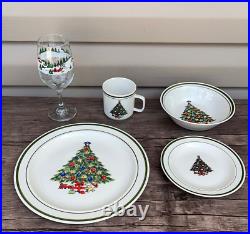 Holiday Dining Set 53 Pieces with Plates, Bowls, Coffee Cups and Wine Glasses