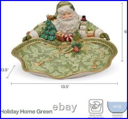 Holiday Home Green Santa Serving Decor Bowl, 13.5 Inch