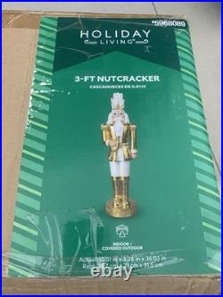 Holiday Living 3FT Freestanding Gold and White Nutcracker Holiday Decoration