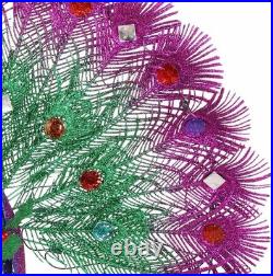 Holiday Living 3' Twinkling Christmas Peacock Tinsel LED Yard Art Decoration NEW