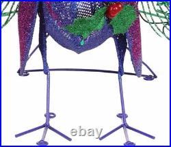 Holiday Living 3' Twinkling Christmas Peacock Tinsel LED Yard Art Decoration NEW