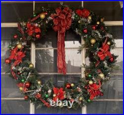 Holiday Living 48 pine Christmas wreath Outdoor Pre Lit Giant 4 Ft Huge XL Xmas
