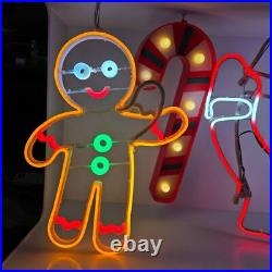 Holiday-Themed Neon Light Display with Gingerbread Man Santa Candy, PICK UP ONLY