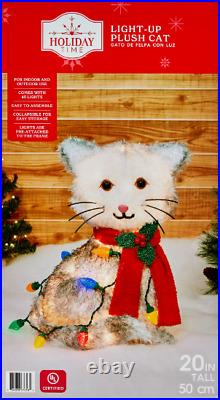 Holiday Time 20 Light-up Plush Cat, Christmas Yard Decor