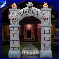 Holidayana Cemetery Halloween Inflatables 9ft Haunted Cemetery Archway with LEDs