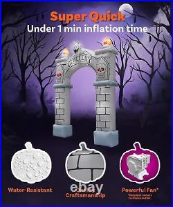 Holidayana Cemetery Halloween Inflatables 9ft Haunted Cemetery Archway with LEDs