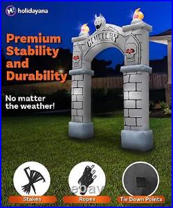 Holidayana Cemetery Halloween Inflatables 9ft Haunted Cemetery Archway with LEDs