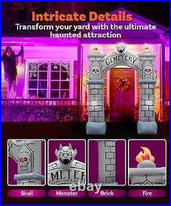 Holidayana Cemetery Halloween Inflatables 9ft Haunted Cemetery Archway with LEDs