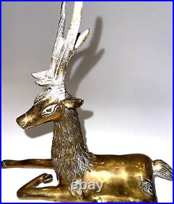 Hollywood Regency Vintage Cast Brass Deer Buck Stag MCM 10x9