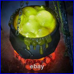 Home Accents 5ft Moonlight Magic LED Bubbling Cauldron with Fire Green NEW 2023