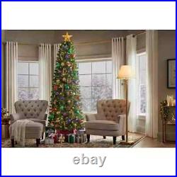 Home Accents 7.5ft. Festive Pine Slim LED Pre Lit Artificial Christmas Tree