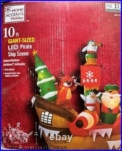 Home Accents Holiday 10ft LED Pirate Ship Shivering Timbers Christmas Inflatable