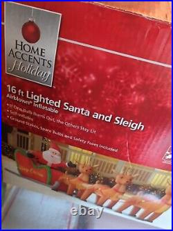 Home Accents Holiday 16 Ft Giant Santa Sleigh Reindeer Airblown Inflatable Gemmy Home Accents Holiday 16 Ft Giant Santa Sleigh Reindeer Airblown Inflatable Gemmy